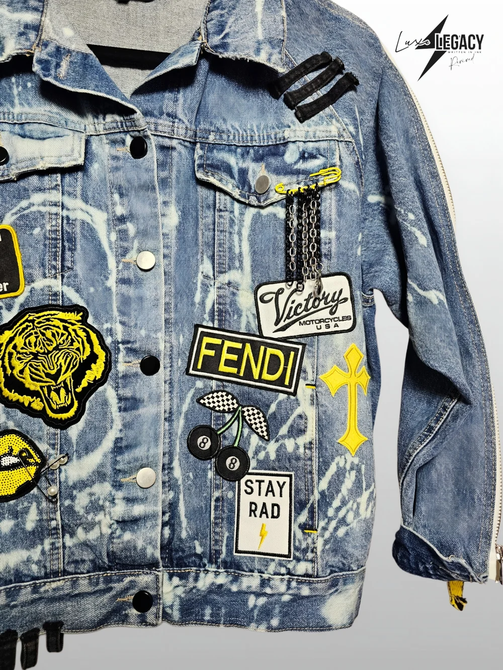 Custom Patchwork And Embellised Denim Jacket - Picture 1 of 4